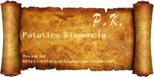 Patatics Klemencia névjegykártya